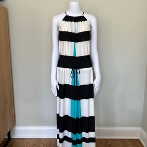 Striped halter maxi dress